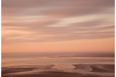 View across Morecambe Bay at dawn from Arnside, Cumbria. 