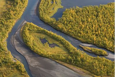 View over Laitaure delta, Sarek National Park, Laponia World Heritage Site, Sweden 