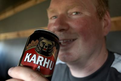 Norwegian wildlife photographer drinking 